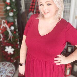 Sarah Ruffle Top - Cranberry